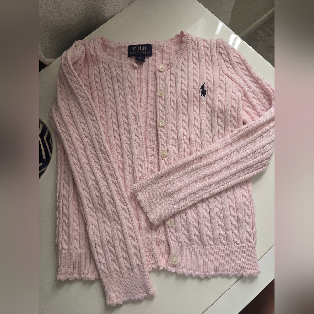 Polo by Ralph Lauren Soft Pink Cable Cardigan